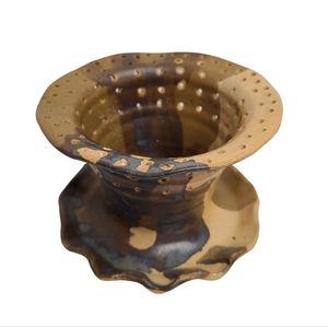 Art Pottery Clay Votive Tea Light Candle Holder Unique Handmade 2003